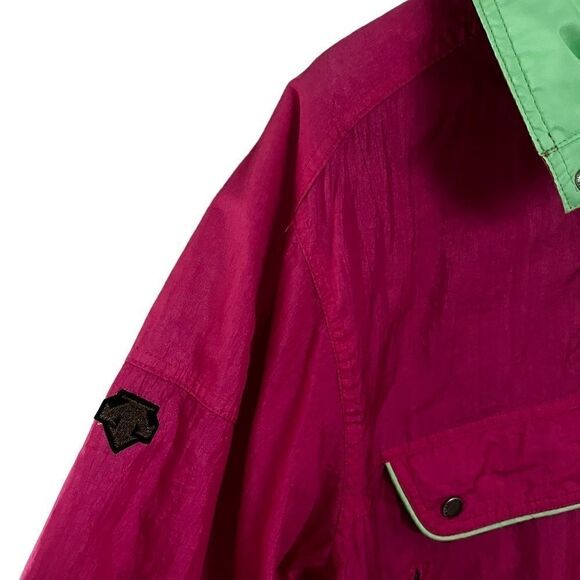 Descente Vintage 90s Neon Pink & Green Ski Lightweight Pull Over Jacket Large - Picture 12 of 13